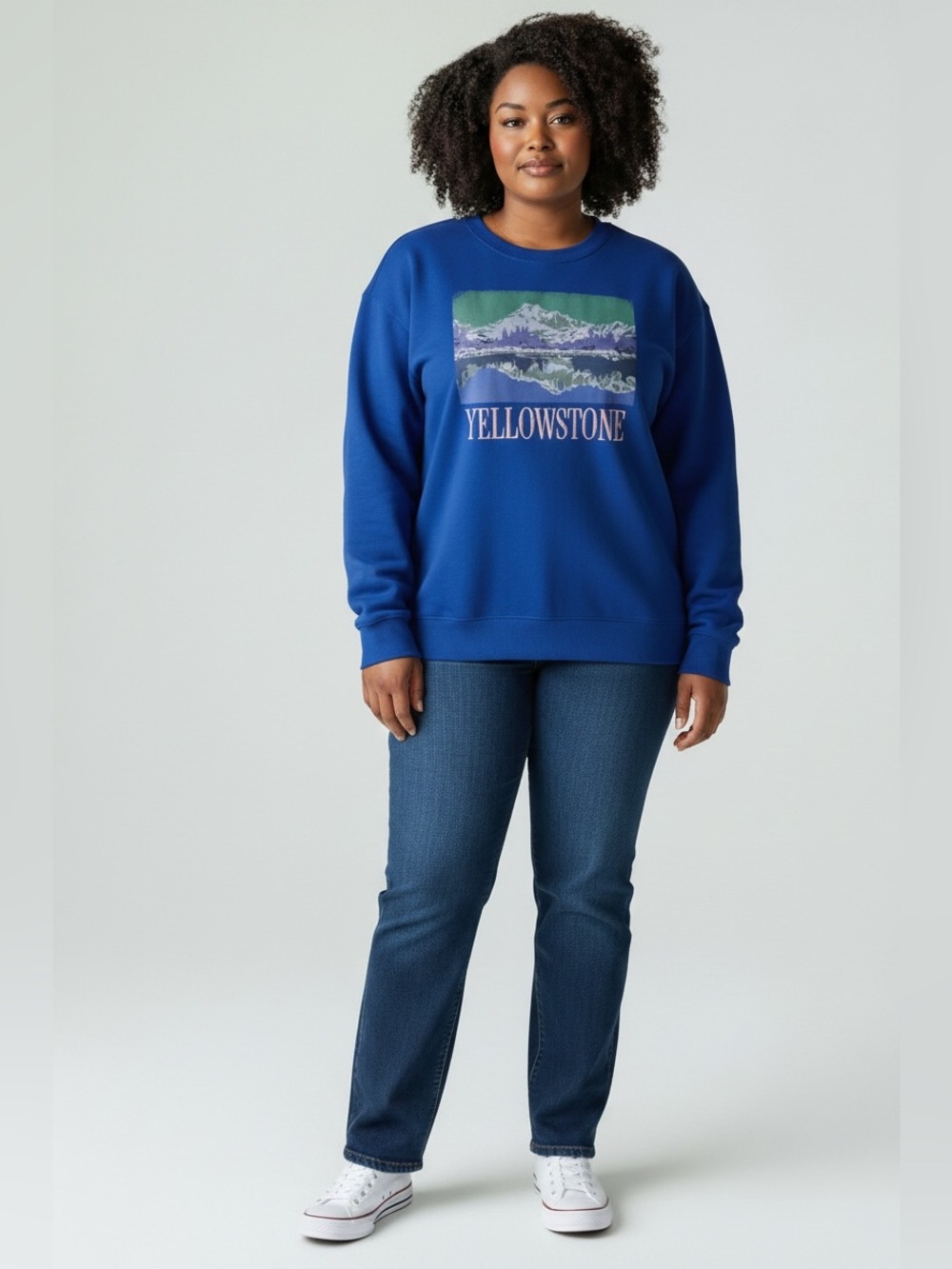 Terra & Sky Women's Plus Size Yellowstone Graphic Sweatshirt - Size 1X